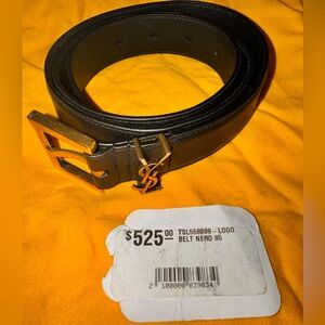 YSL - Saint Laurent Paris Women’s Logo Belt Black Size 85 Gold Hardware. EUC